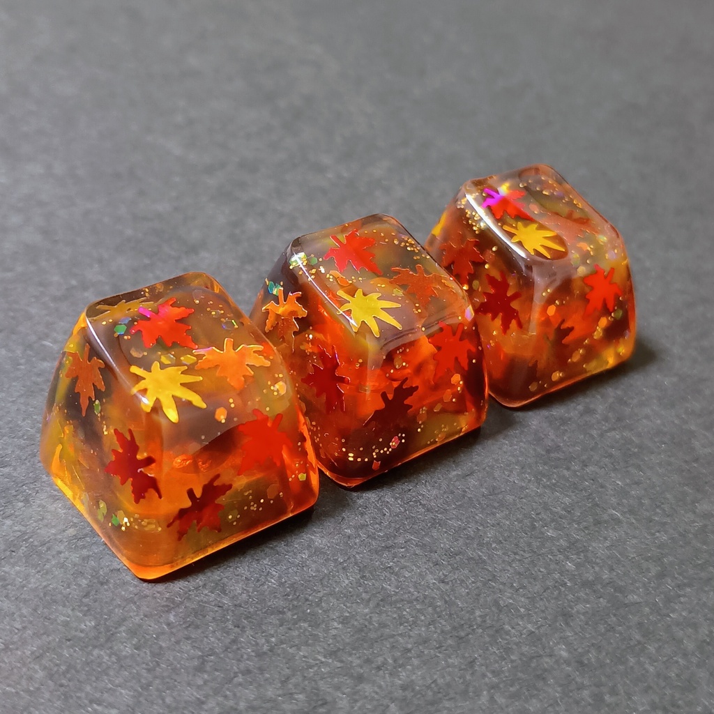 【キーキャップ&ロータリーエンコーダノブ】べっ甲紅葉