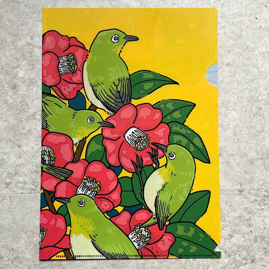 クリアファイル「メジロと椿」