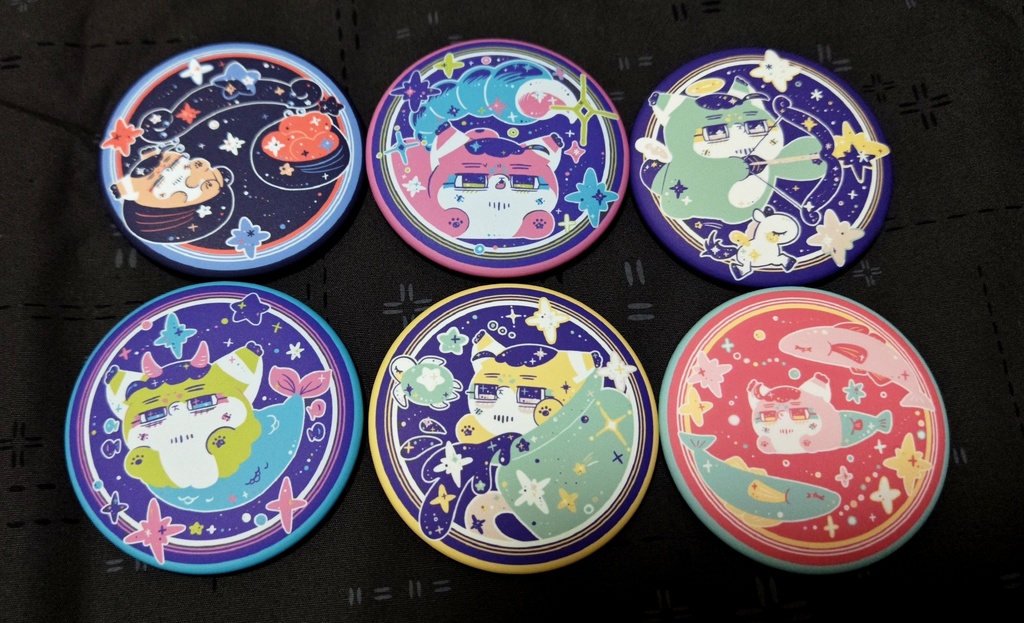 星座フォゼ尾ちゃん🐈️🌠マット缶バッジ