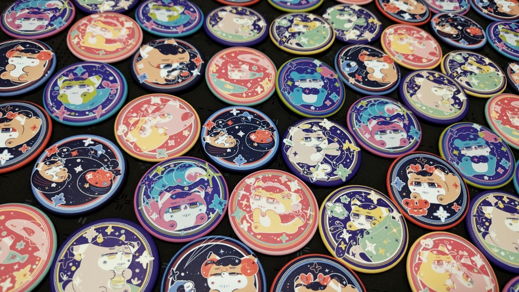 フォゼ尾ちゃん🐈️星座シリーズマット缶バッジ🌠【57mm】