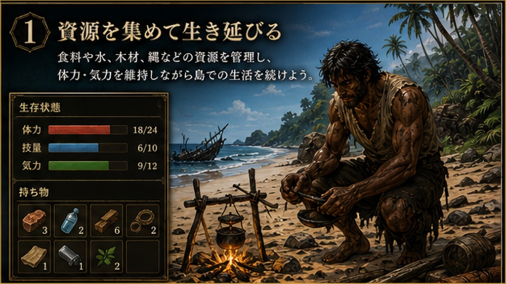 【孤島探索×サバイバルゲームブック】黒帆島漂流記