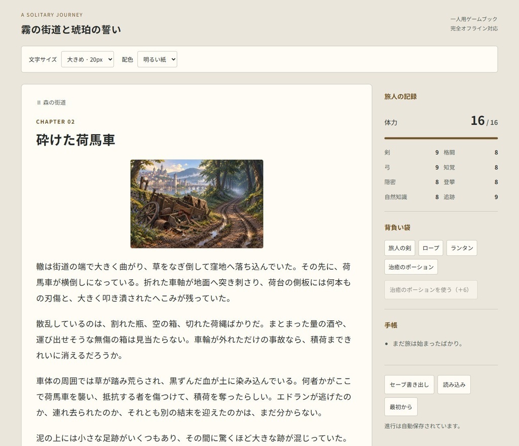 霧の街道と琥珀の誓い ~ダイスで進む短編ゲームブック~