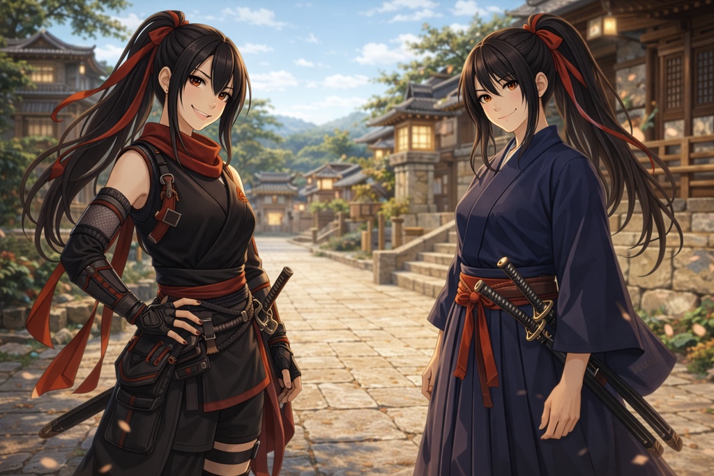 交差する影 ― くノ一と剣術小町の一夜