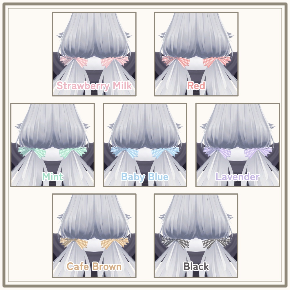 🎀 【無料 / Free】rurune|Hair Ribbon Texture|Gingham Check|7 Colors