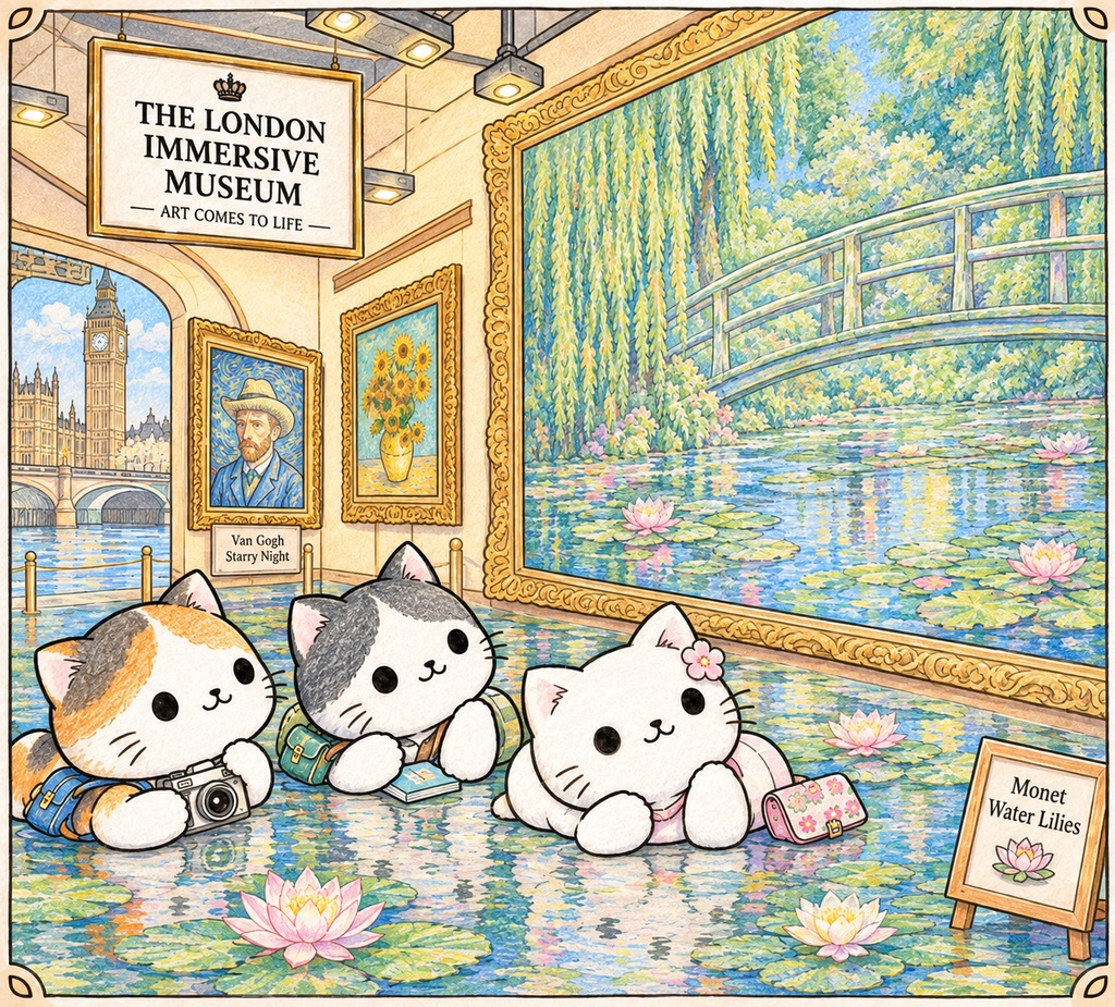 3匹のねこと 世界を旅するぬりえ