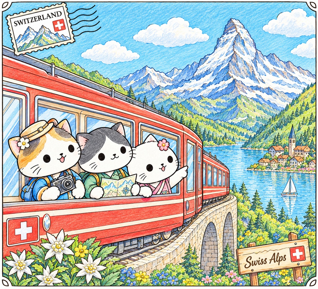 3匹のねこと 世界を旅するぬりえ