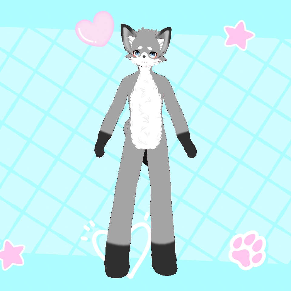 Grey Furry Fox Vroid Model