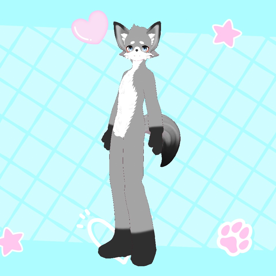 Grey Furry Fox Vroid Model