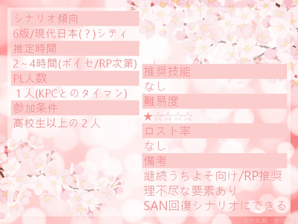 CoC6版『はじめましてをもう一度‐ちいさなきみと‐』