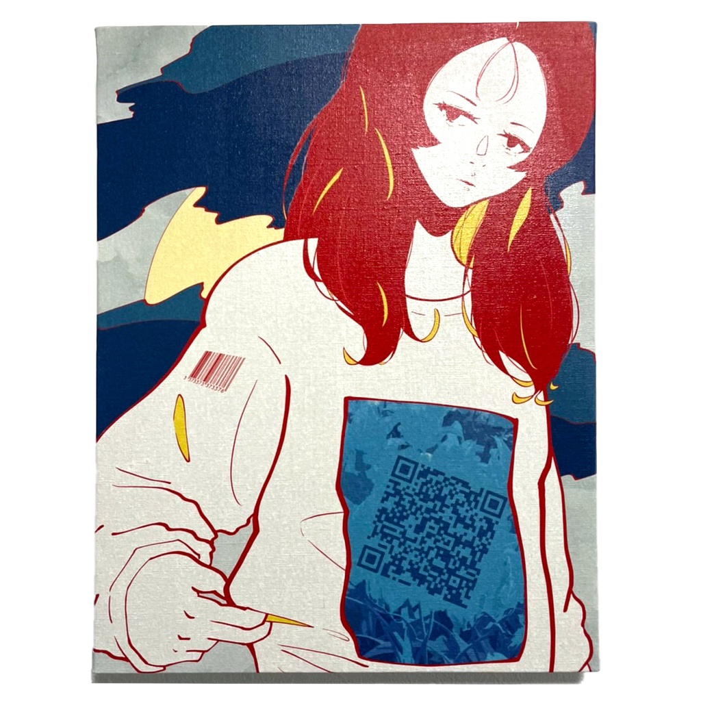 【1点限り】F6号「Front print T-shirt girl by the Digital 」原画