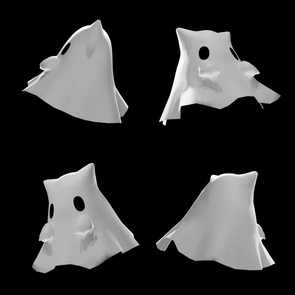猫耳おばけ/無料・free/片面・低ポリ・3Dモデル