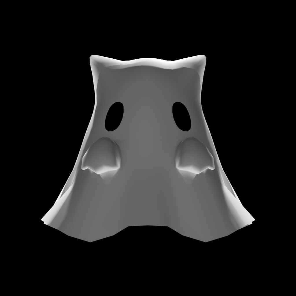 猫耳おばけ/無料・free/片面・低ポリ・3Dモデル