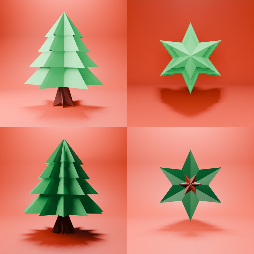 星型ツリー/Star shaped Christmas tree/無料/free/L-poly/3D model