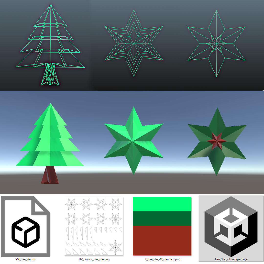 Tree Star Shape 星型ツリー/Star shaped Christmas tree/無料/free/L-poly/3D model - xyz-zzz-zzz ...