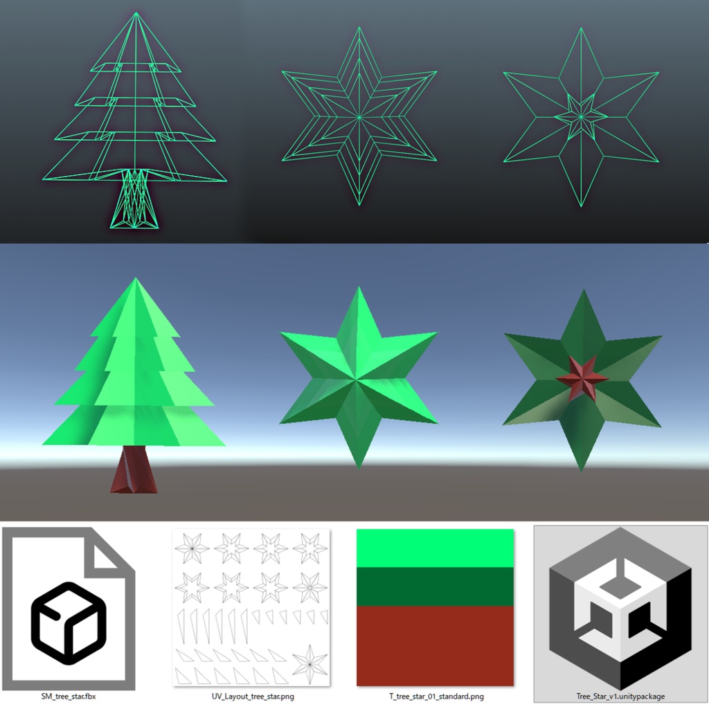 星型ツリー/Star shaped Christmas tree/無料/free/L-poly/3D model