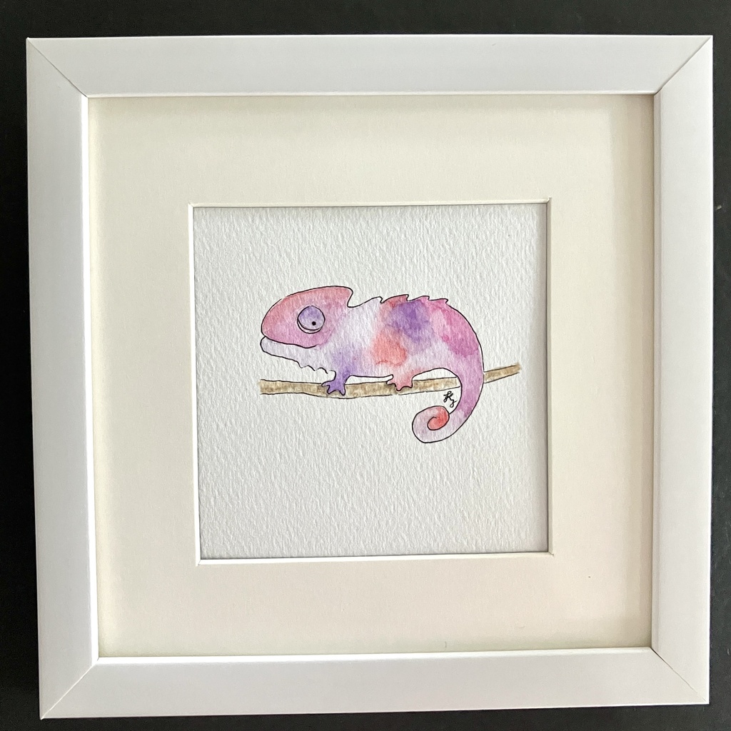 【額装水彩イラスト原画】Cameleon