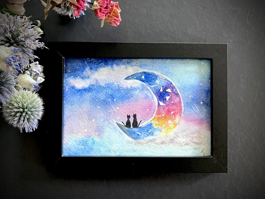 【額なし水彩原画】Night Sky