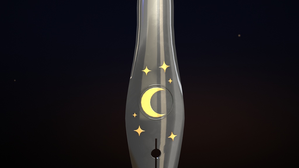 【VRChat】Moon Nib ― 万年筆のペン先モチーフ・三日月と星のピアス / Fountain-Pen Nib Motif Earrings【MA/PC】
