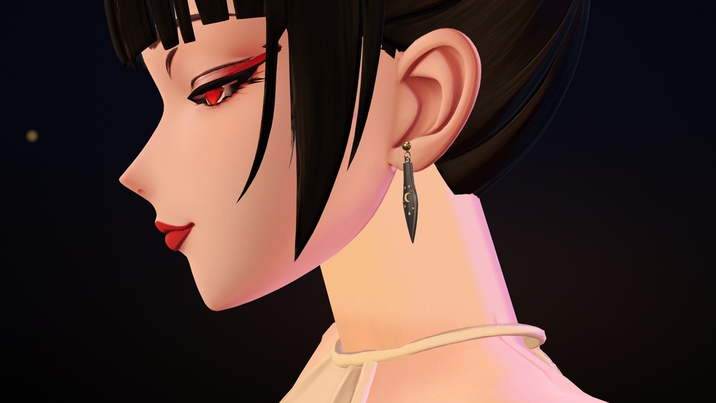 【VRChat】Moon Nib ― 万年筆のペン先モチーフ・三日月と星のピアス / Fountain-Pen Nib Motif Earrings【MA/PC】