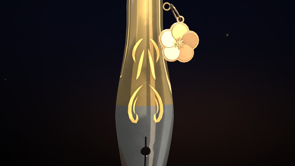 【VRChat】Plum Nib ― 万年筆のペン先モチーフ・梅のチャームのピアス / Fountain-Pen Nib Motif Earrings【MA/PC】