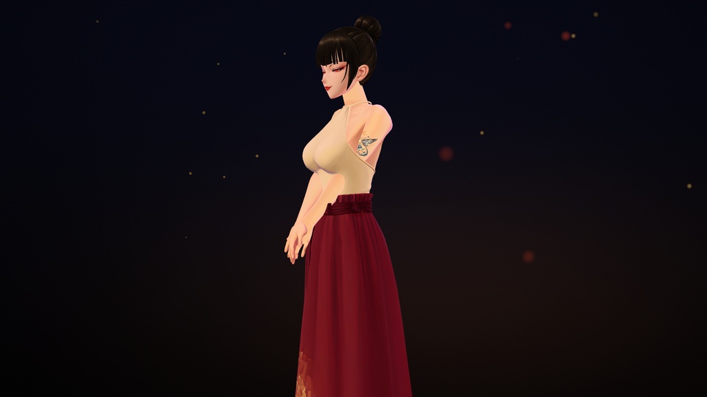 【VRChat】Yocho I ― 夜蝶のタトゥー(A)(発光・ON/OFF)/ Night Butterfly Tattoo A【MA/PC】タトゥー刺青風二の腕蝶夜蝶三日月月金色ボディアートボディペイント対応デカール専用発光光るエミッション大正浪漫大正ロマン和風和柄和モダンレトロ吉祥モデルアバター用想定メニュー
