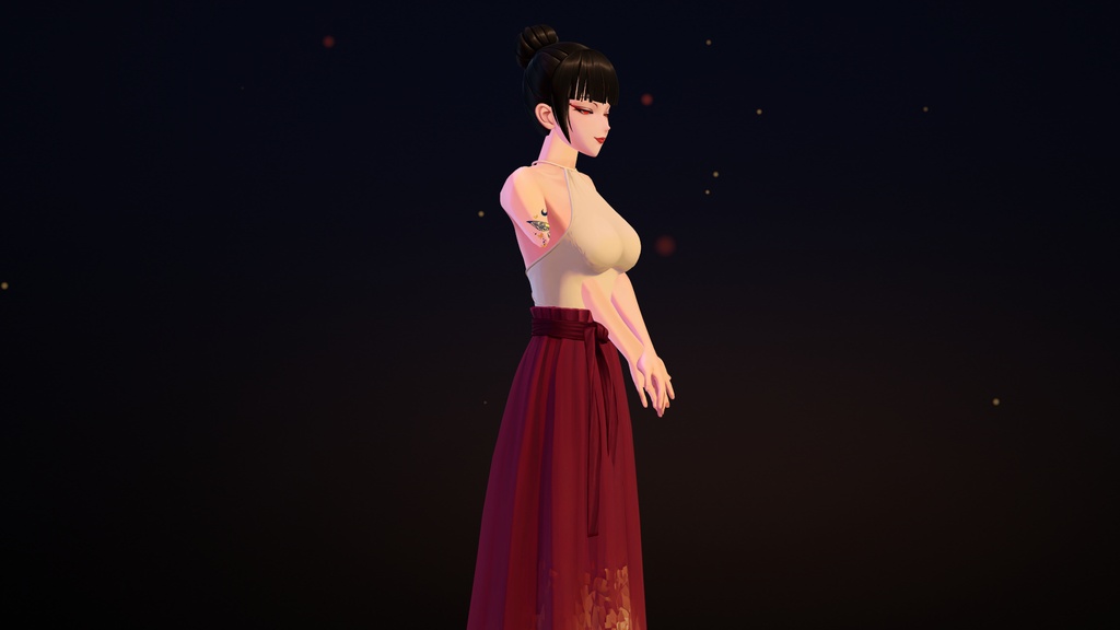 【VRChat】Yocho II ― 夜蝶のタトゥー(B)(発光・ON/OFF)/ Night Butterfly Tattoo B【MA/PC】