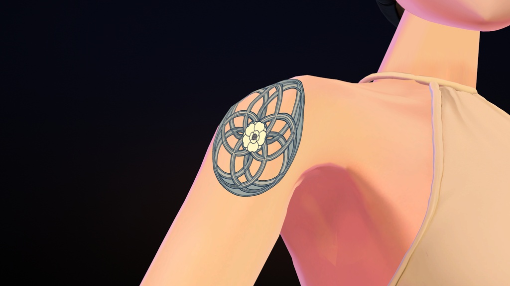 【VRChat】Shippo ― 七宝つなぎと椿のタトゥー(発光・ON/OFF)/ Shippo & Tsubaki Tattoo【MA/PC】