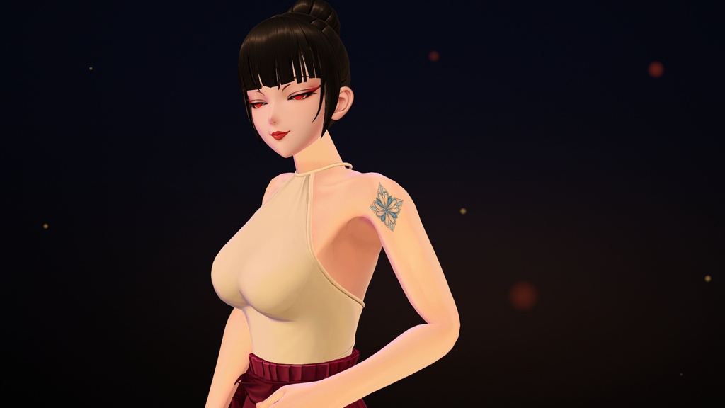 【VRChat】Hanabishi ― 花菱の紋のタトゥー(発光・ON/OFF)/ Hanabishi Crest Tattoo【MA/PC】