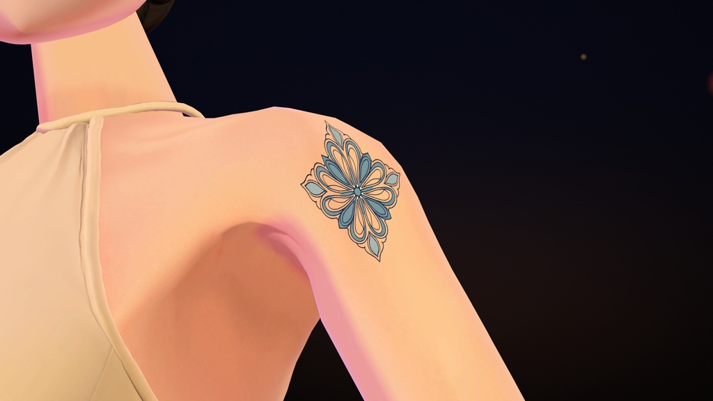 【VRChat】Hanabishi ― 花菱の紋のタトゥー(発光・ON/OFF)/ Hanabishi Crest Tattoo【MA/PC】