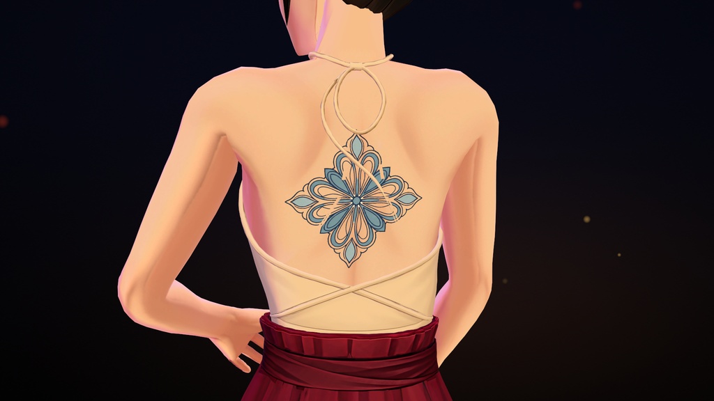 【VRChat】Hanabishi ― 花菱の紋のタトゥー(発光・ON/OFF)/ Hanabishi Crest Tattoo【MA/PC】