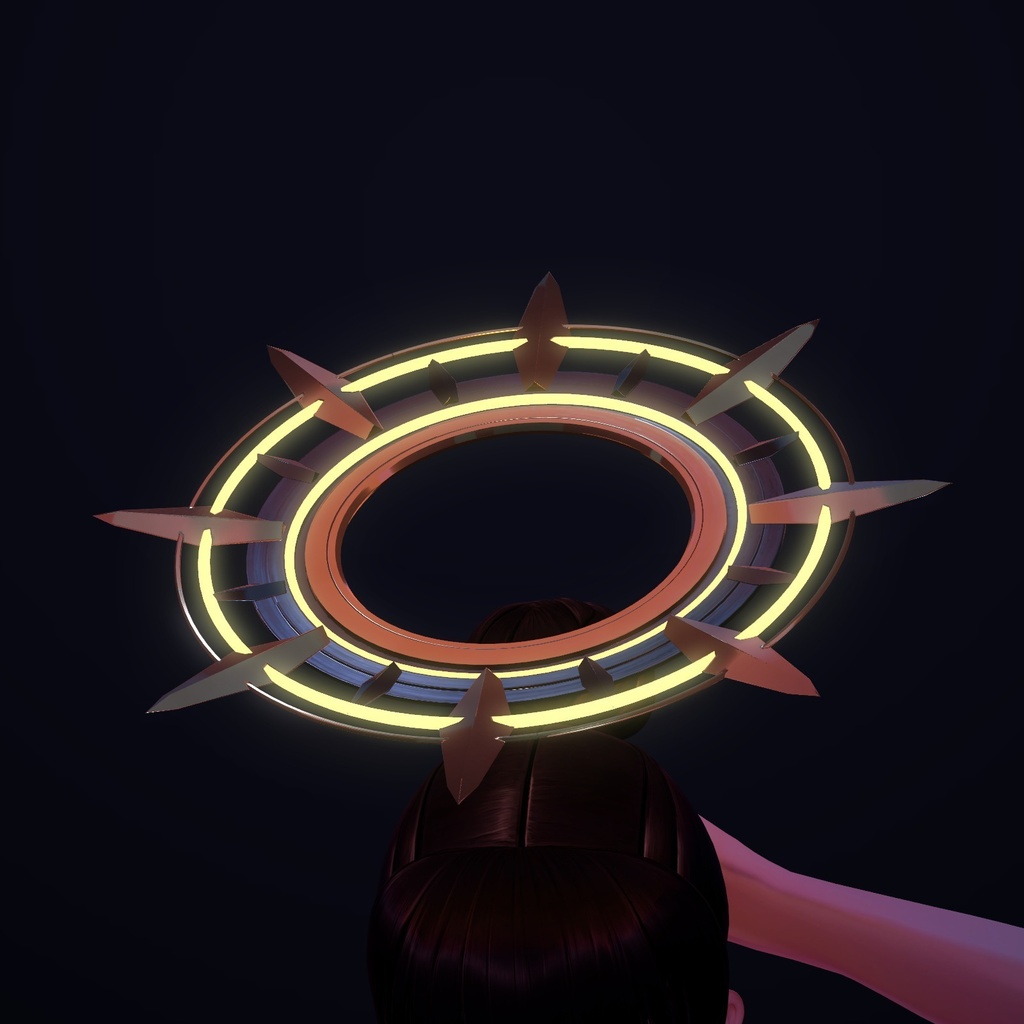 【VRChat】扇陽の円盤 ― 内外が逆に回るアール・デコ風ヘイロー / Fan-shaped halo【MA/PC】