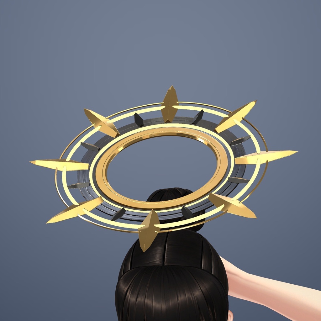 【VRChat】扇陽の円盤 ― 内外が逆に回るアール・デコ風ヘイロー / Fan-shaped halo【MA/PC】