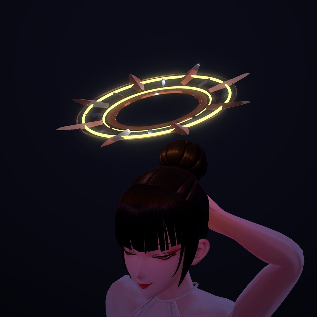 【VRChat】扇陽の円盤 ― 内外が逆に回るアール・デコ風ヘイロー / Fan-shaped halo【MA/PC】