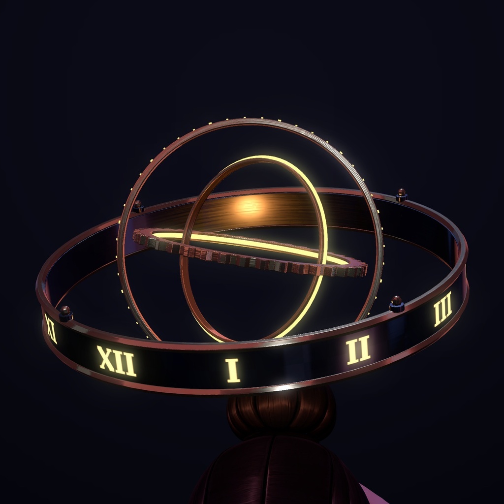 【VRChat】天球の輪 ― 輪が回って球を描くヘイロー / Armillary-style halo【MA/PC】