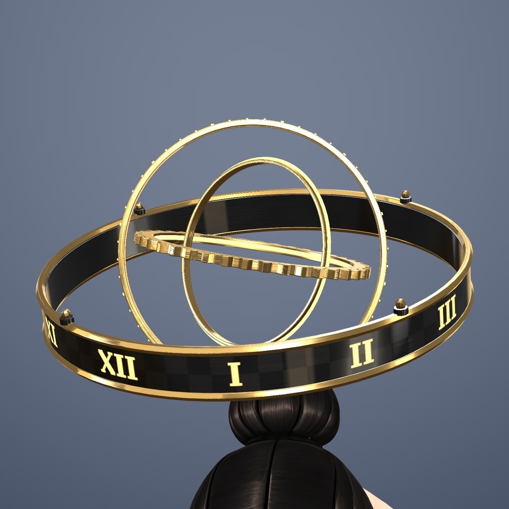 【VRChat】天球の輪 ― 輪が回って球を描くヘイロー / Armillary-style halo【MA/PC】