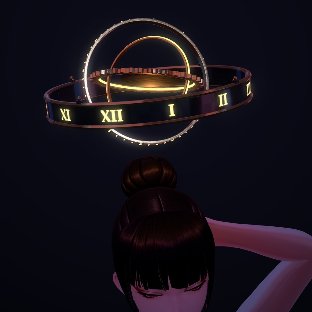【VRChat】天球の輪 ― 輪が回って球を描くヘイロー / Armillary-style halo【MA/PC】