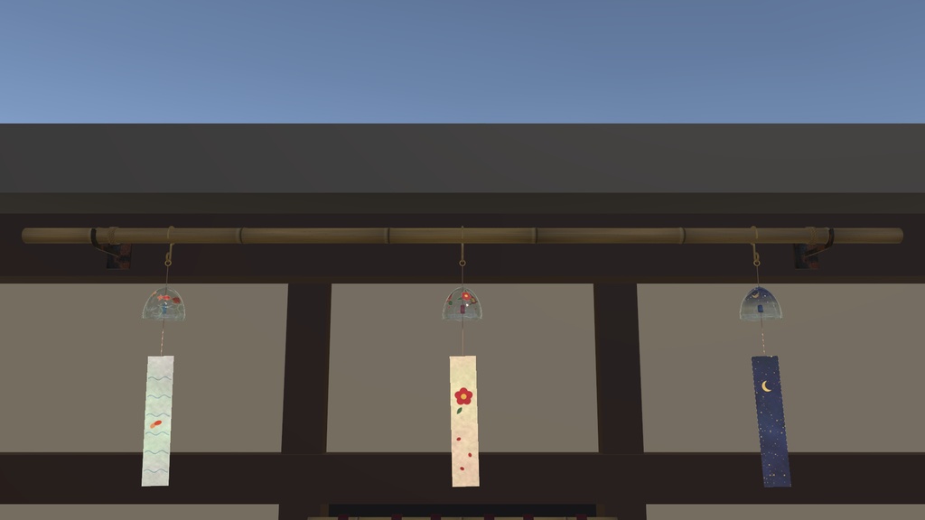 【VRChatワールド】大正ロマン風 暖簾と風鈴キット / Noren & Furin Kit【Udon】