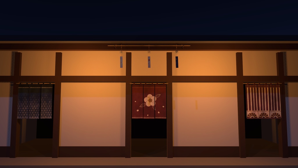 【VRChatワールド】大正ロマン風 暖簾と風鈴キット / Noren & Furin Kit【Udon】