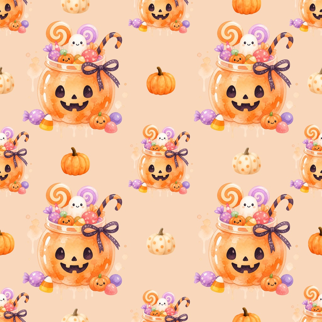 【デジタルペーパー】黒猫と水彩ペイント / ふんわりパステルハロウィン素材 5 枚セット|商用利用可・高解像度PNG