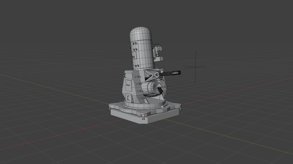 【可動ボーン入/3Dローポリ】ファランクス CIWS - 現代軍艦兵装(旋回・昇降対応 / マテリアル色分け済)