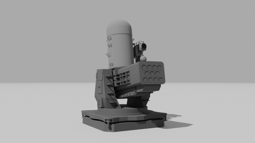 【可動ボーン入/3Dローポリ】SEARAM 近接防御ミサイルシステム - 現代軍艦兵装（旋回・昇降対応 / マテリアル色分け済）