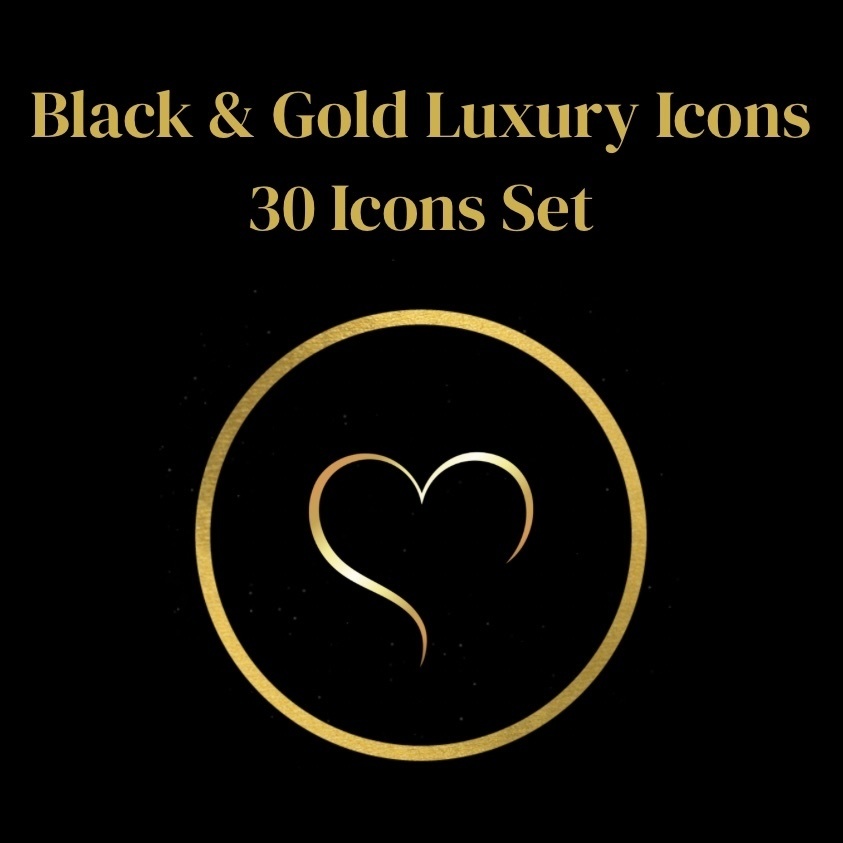 Black & Gold Luxury Icons｜30 PNG Icons Set