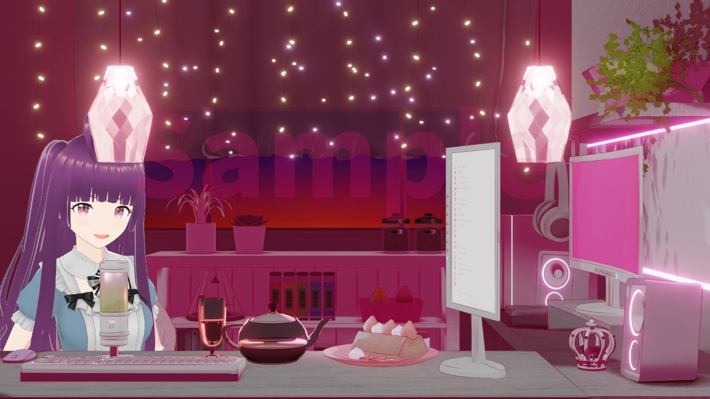 動く配信背景│黄昏ピンクの部屋 全2色 ループ可