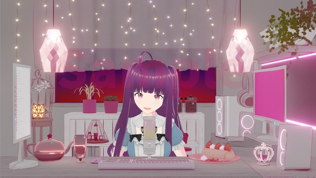 動く配信背景│黄昏ピンクの部屋 全2色 ループ可