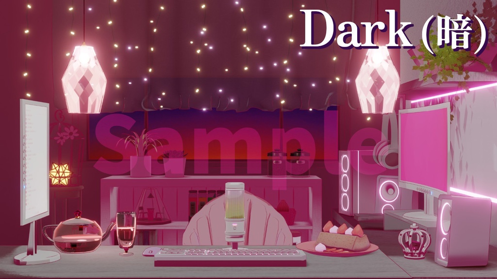 動く配信背景│黄昏ピンクの部屋 全2色 ループ可