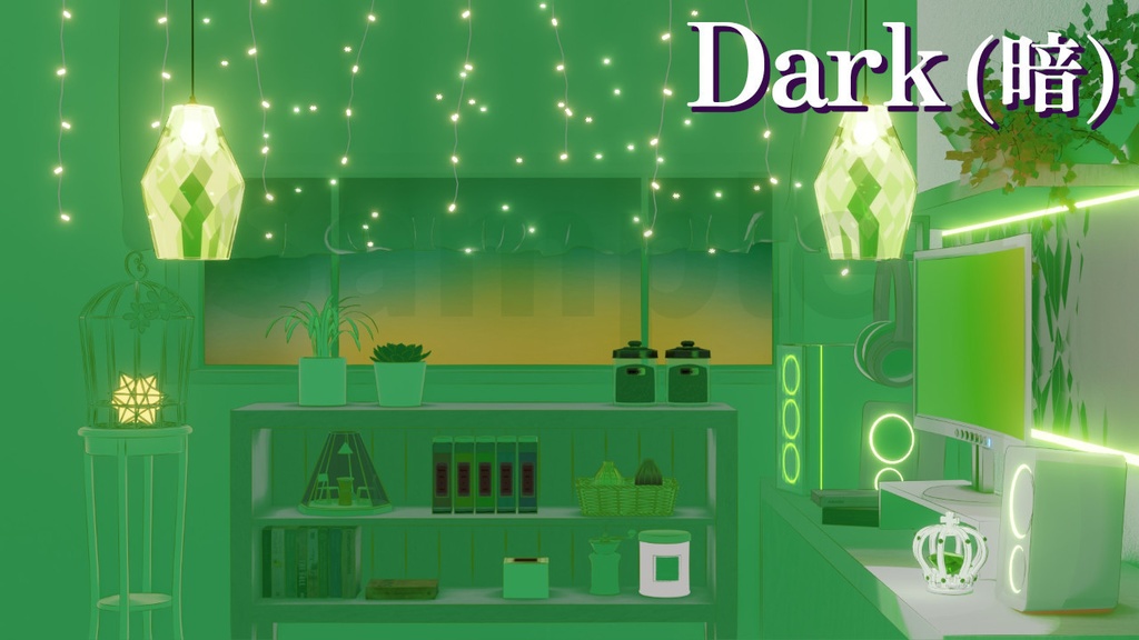 動く動画背景│夜明グリーンの部屋 全2色 ループ可