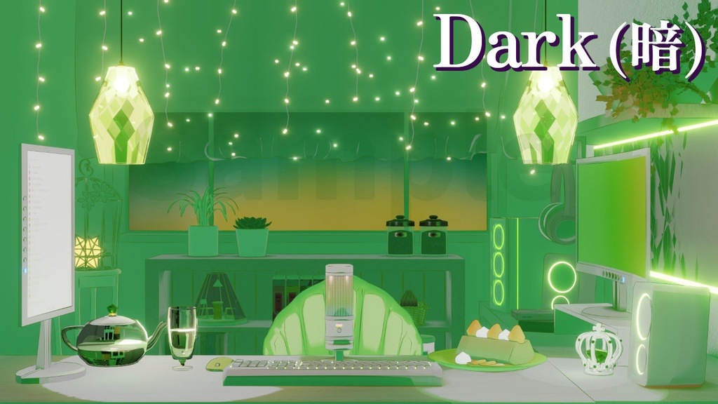 動く動画背景│夜明グリーンの部屋 全2色 ループ可