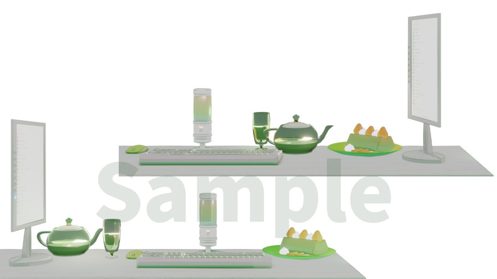 動く動画背景│夜明グリーンの部屋 全2色 ループ可