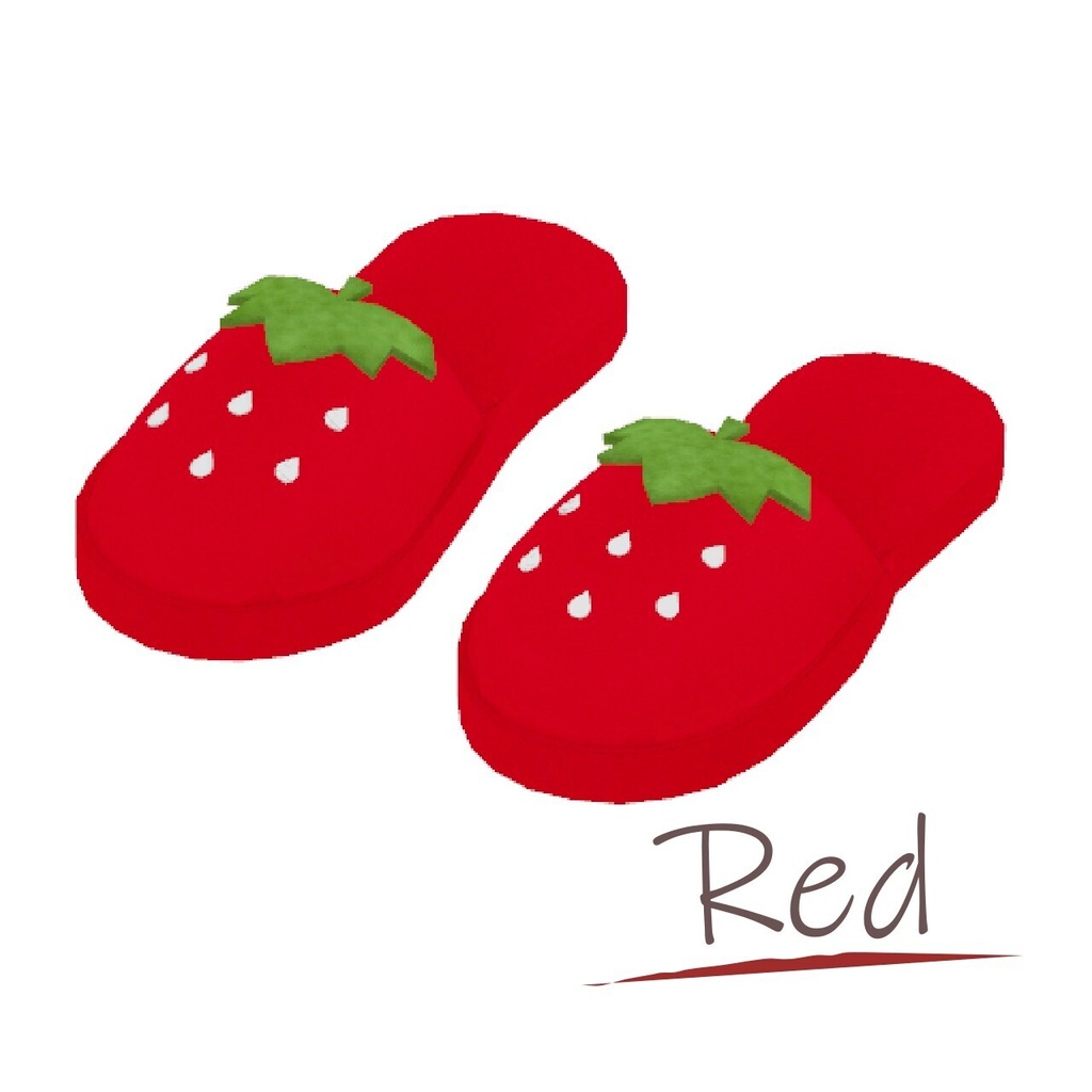 【MA設定済】VRChat想定 いちごスリッパ 全4色セット有 strawberry slippers 4colors