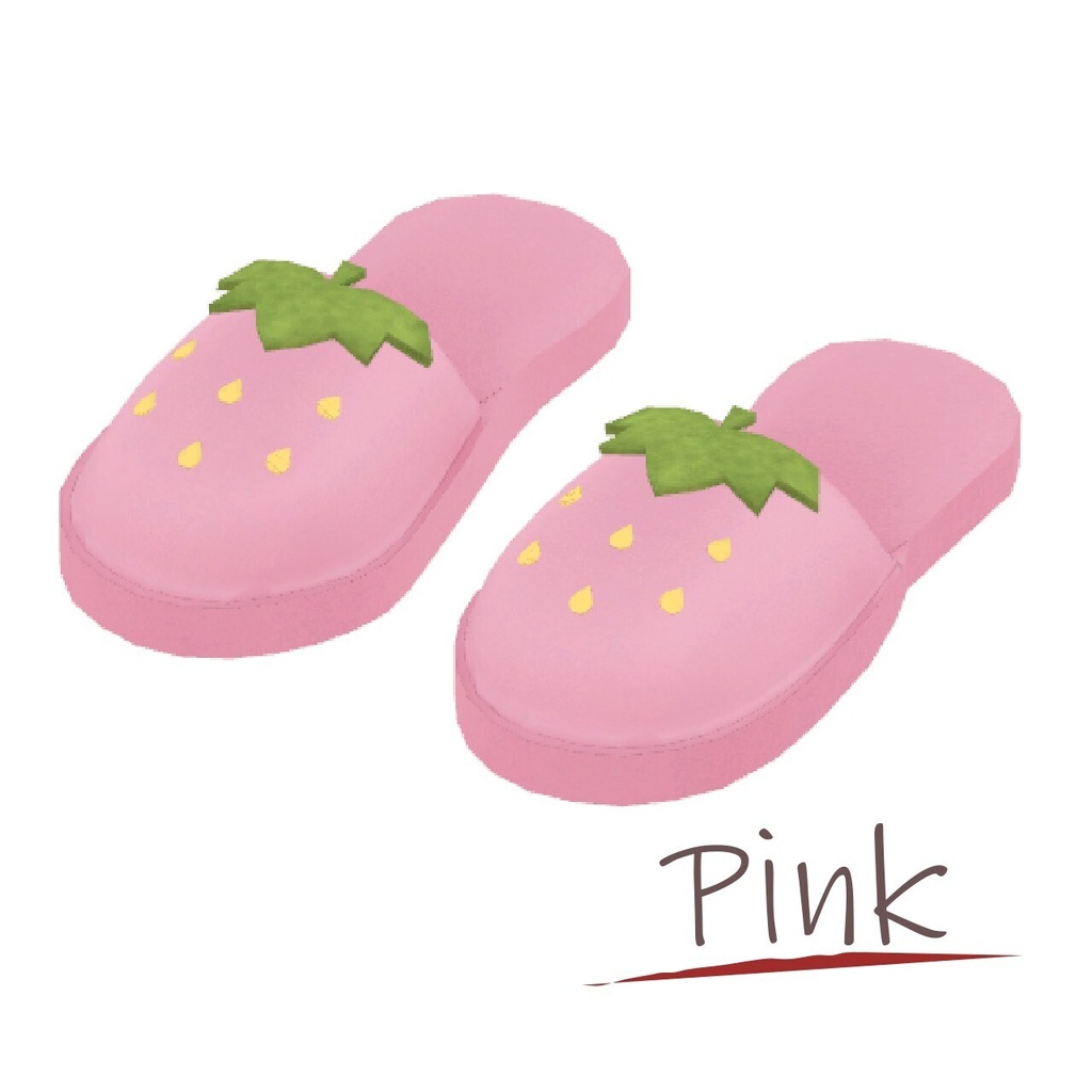 【MA設定済】VRChat想定 いちごスリッパ 全4色セット有 strawberry slippers 4colors